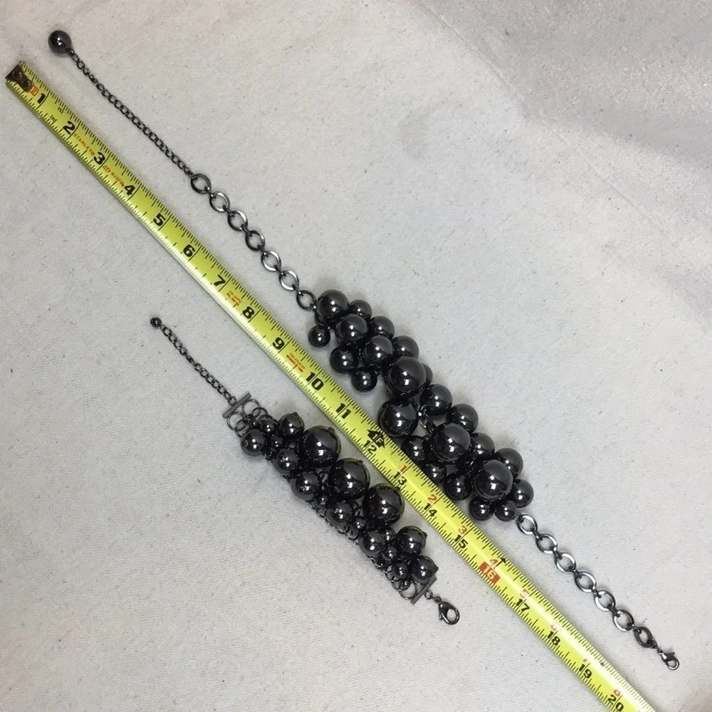 Gunmetal grey bead statement necklace bracelet set